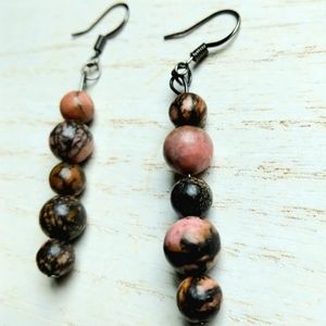 Hand Crafted natural jasper beaded earrings